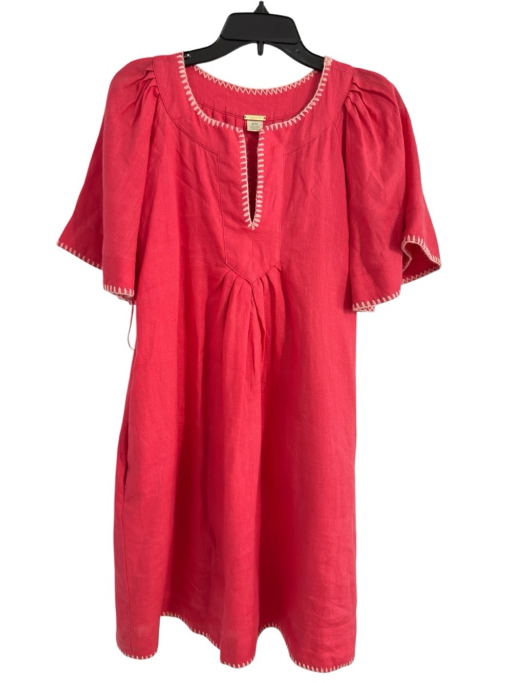 Magaschoni Poppy Stitch Finley Flutter Sleeve linen Dress size M - Picture 2 of 15